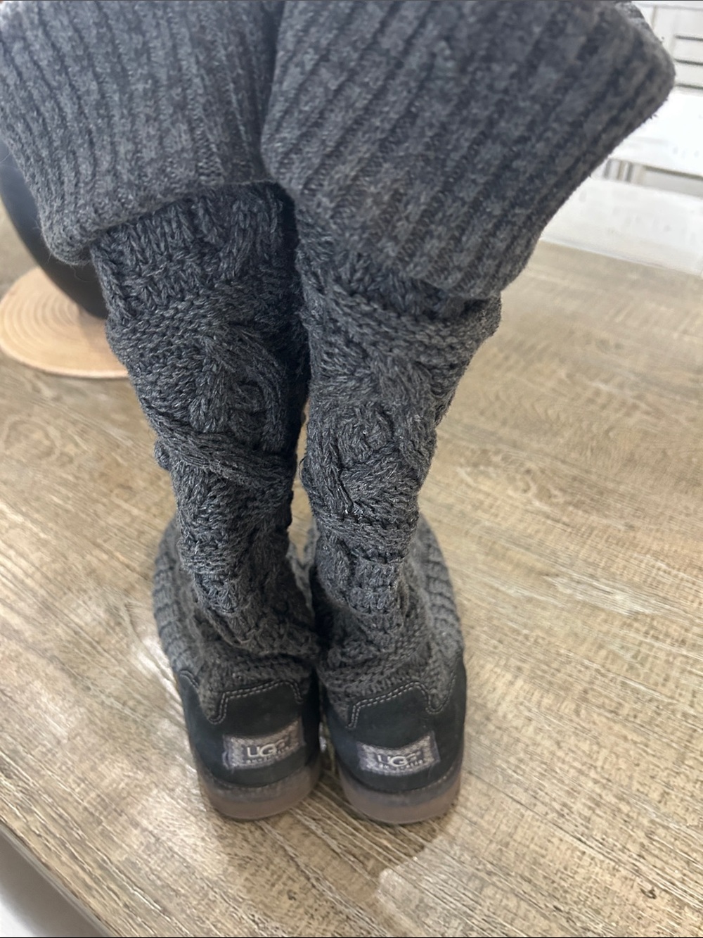 UGG Gray Cable-Knit Over-the-Knee Boot Socks